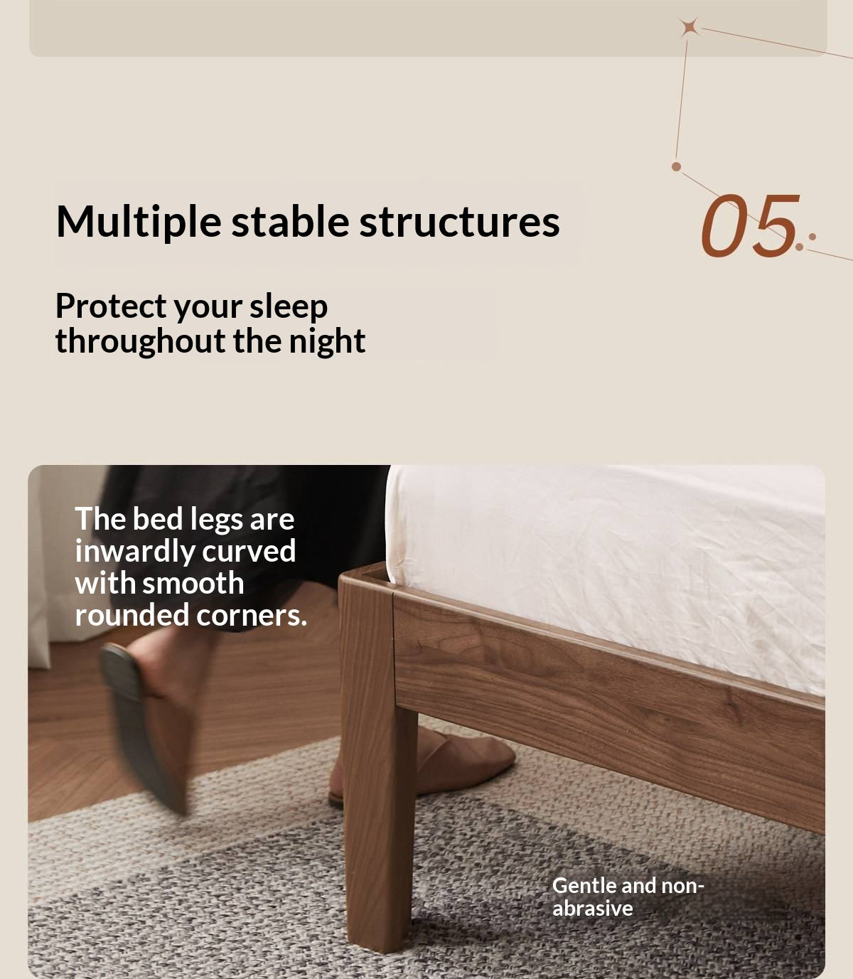 Black Walnut Solid Wood Modern Double Bed