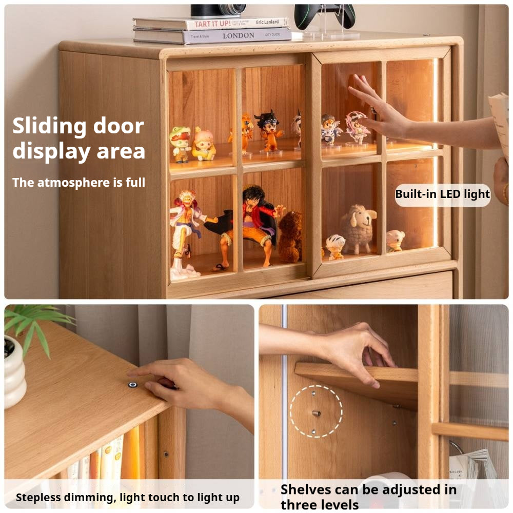 Beech Solid Wood Modern Simple with Light Storage Cabinet.