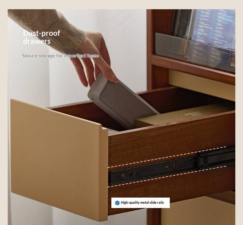 Poplar Solid Wood Retro Style Multifuntional Desk with Integrated Bookshelf