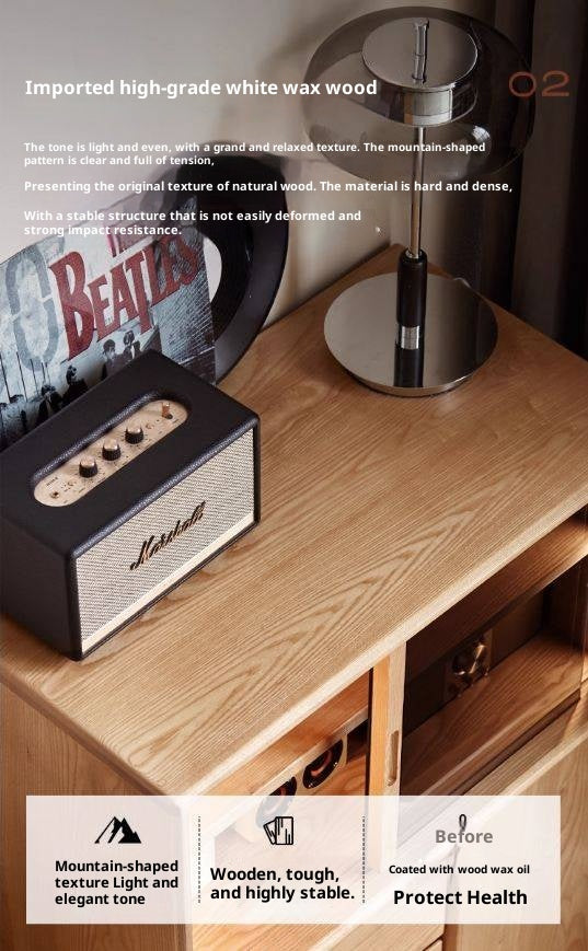 Ash Solid Wood Modern Minimalist Side Cabinet with Light.