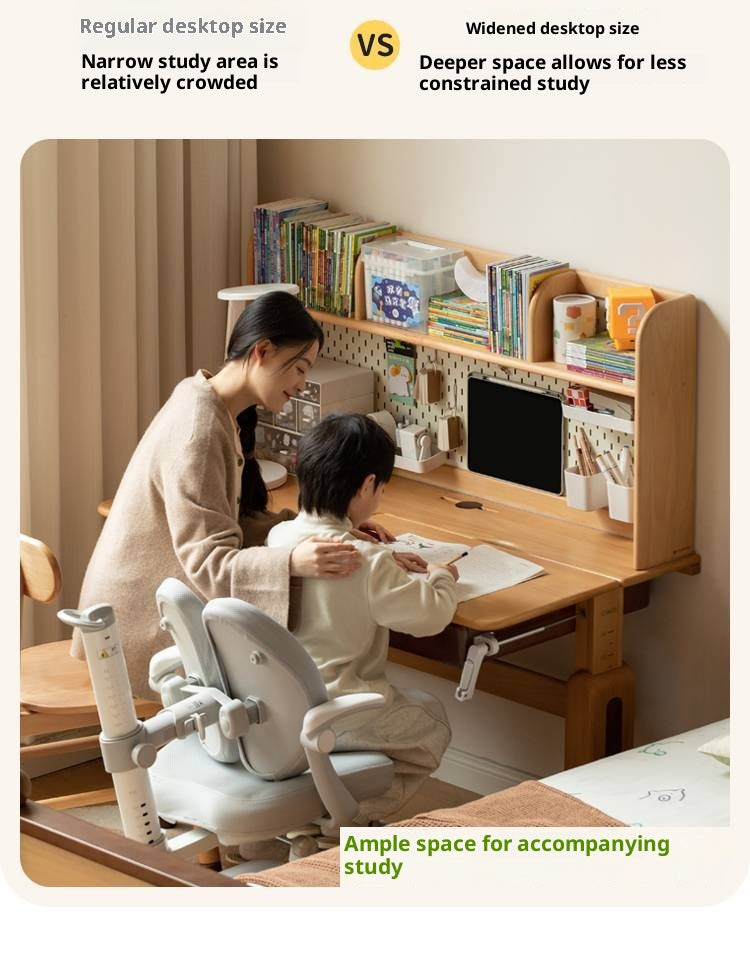 Beech Solid Wood Adjustable Height-Adjustable Study Desk
