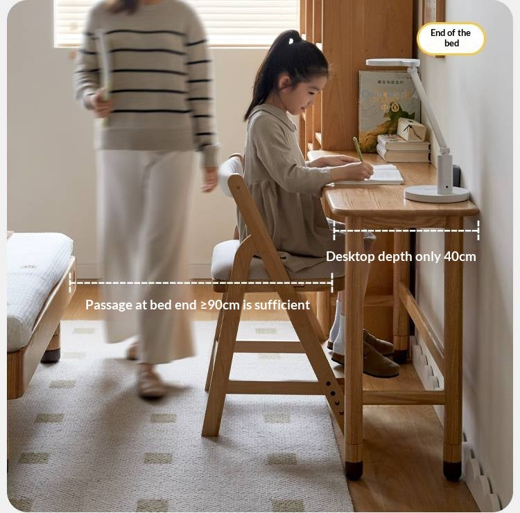 Oak Solid Wood Lifting Study Table Narrow Kids Desk