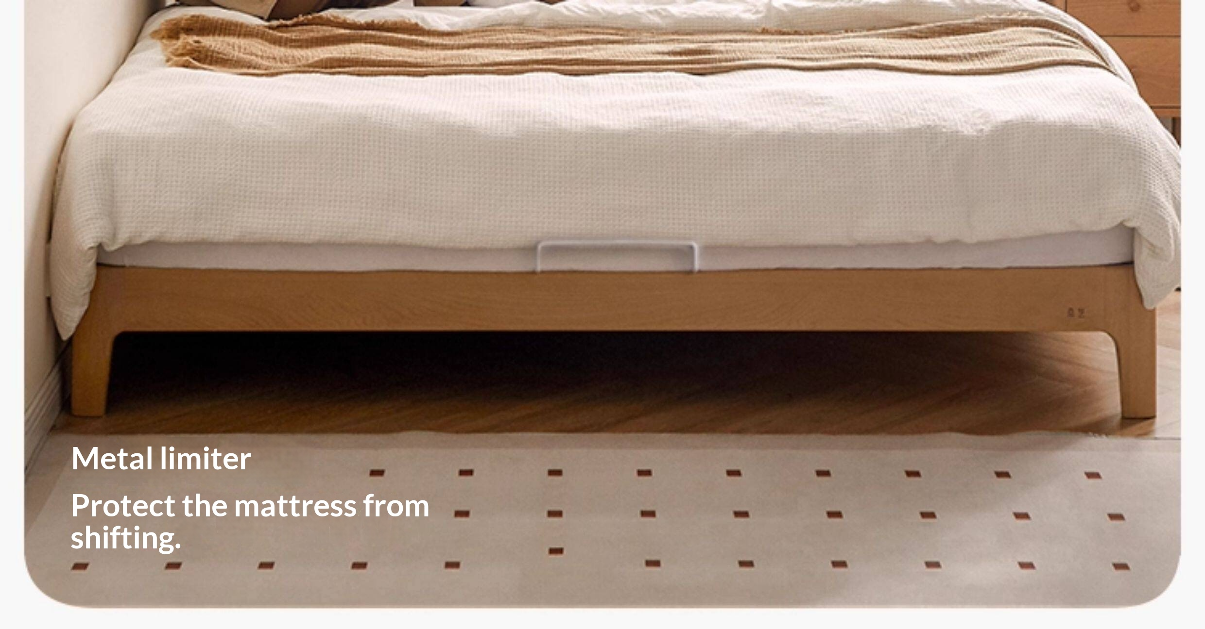 Beech Solid Wood Upholstered King Bed — Soft Headboard with Fabric Upholstery