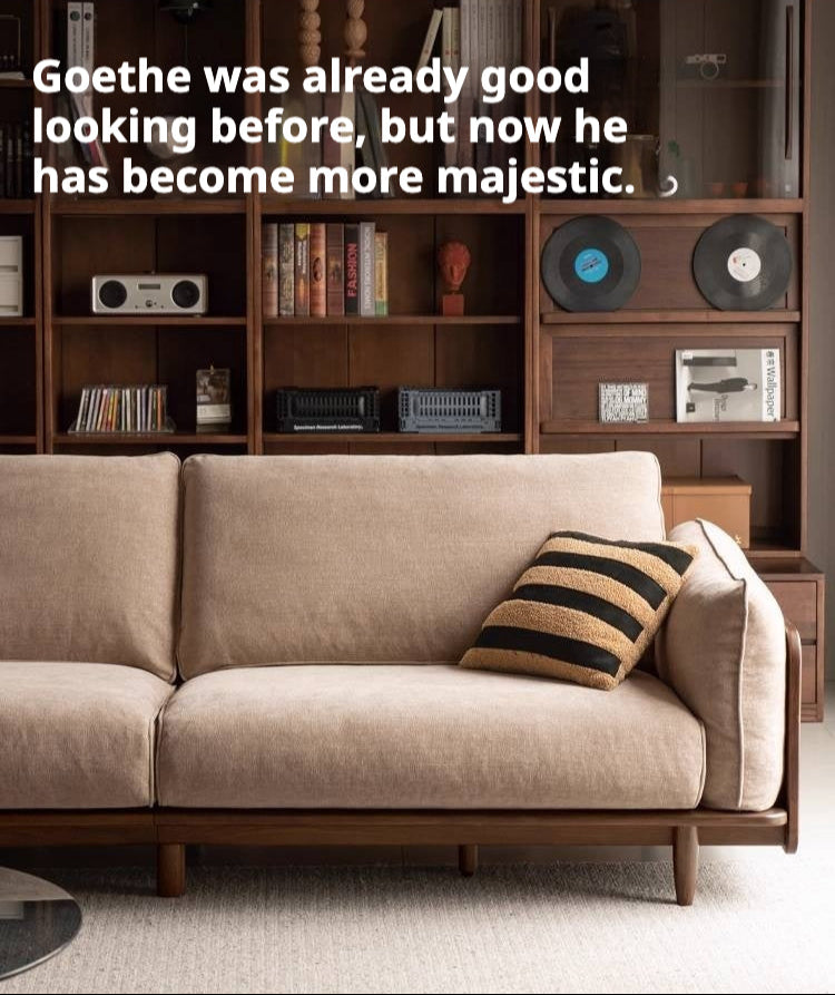 Black Walnut Solid Wood Fabric Sofa