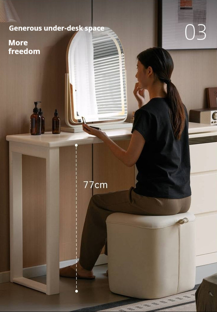 Solid Rubberwood White Cream Dressing Table