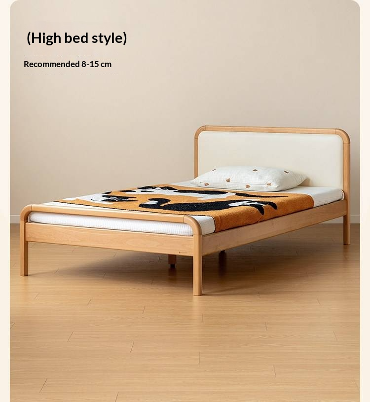 Oak, Beech Solid Wood Children's Princess Bed — Upholstered Genuine, Organic Leather Bed