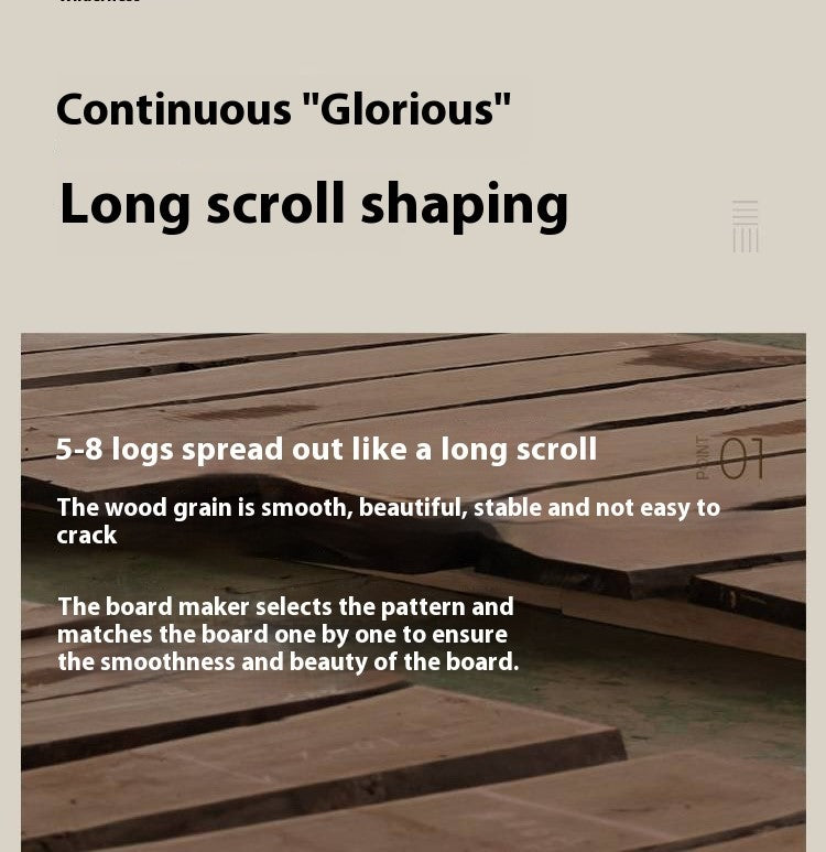 Black Walnut, Sandalwood Solid Wood Wabi Sabi Style Large Board Dining Table