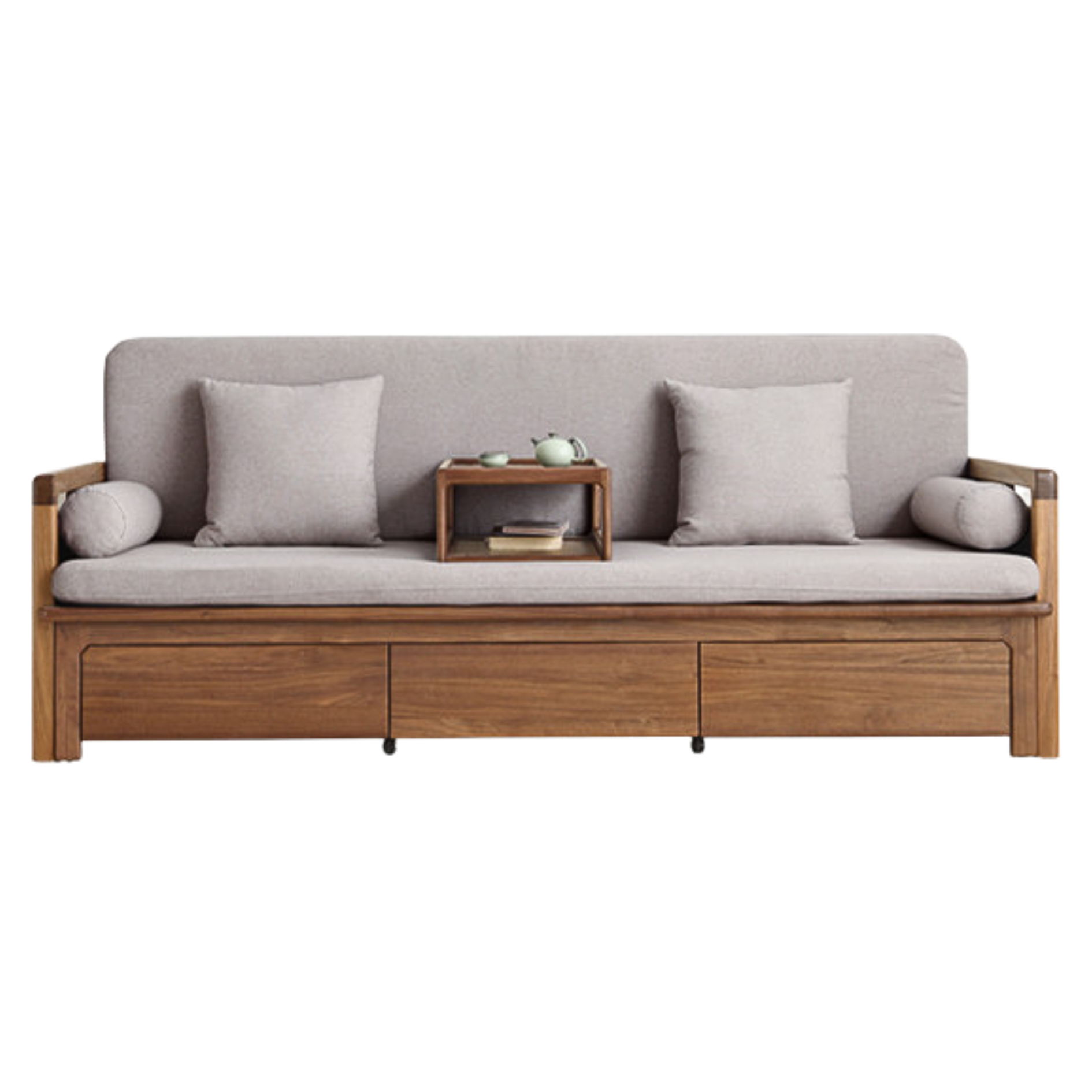 Ash Solid Wood Retractable Multifunctional Box Sofa Bed.