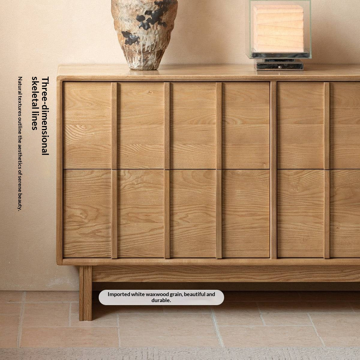 Ash Solid Wood Wabi-sabi Style Four-Drawer Chest