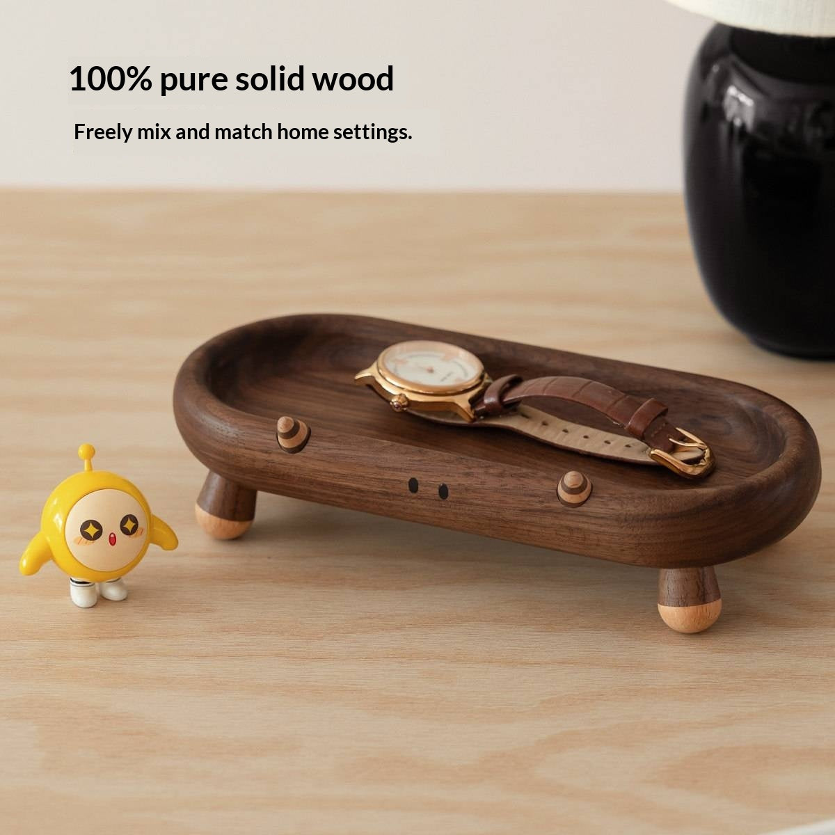 Black Walnut Solid Wood Tray for Snacks, Desserts, and Jewelry Storage