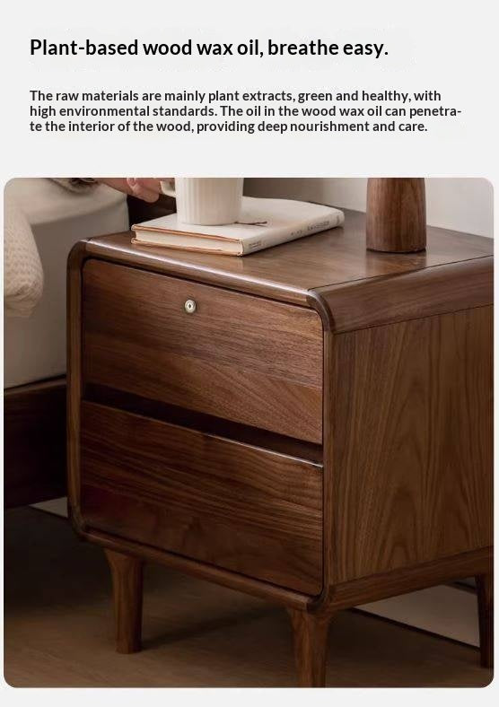 Black Walnut, Sandalwood Solid Wood Lockable Nightstand