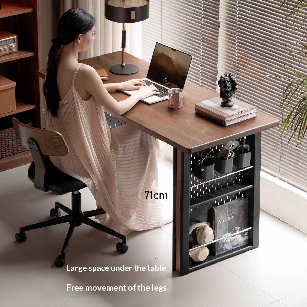 Black Walnut, Solid Longan Hardwood Solid Wood Italian Light Luxury Computer Desk