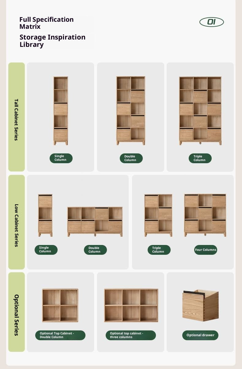 Ash Solid Wood Modern Grid Bookcase