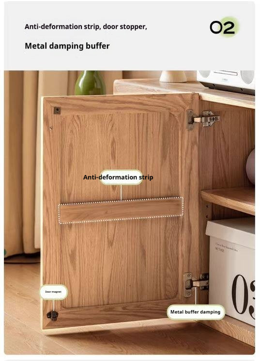 Oak Solid Wood Modern Floor Storage TV Cabinet.