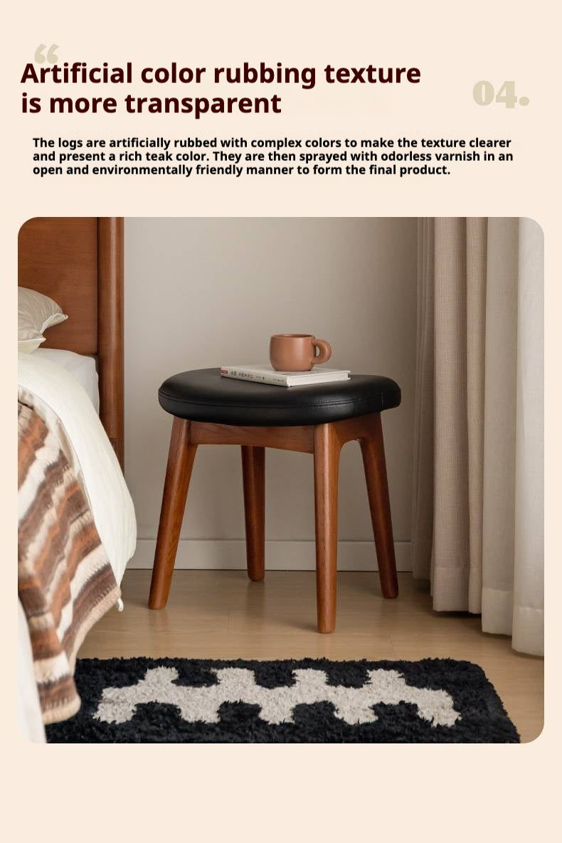 Oak, Cherry Solid Wood Makeup Stool.