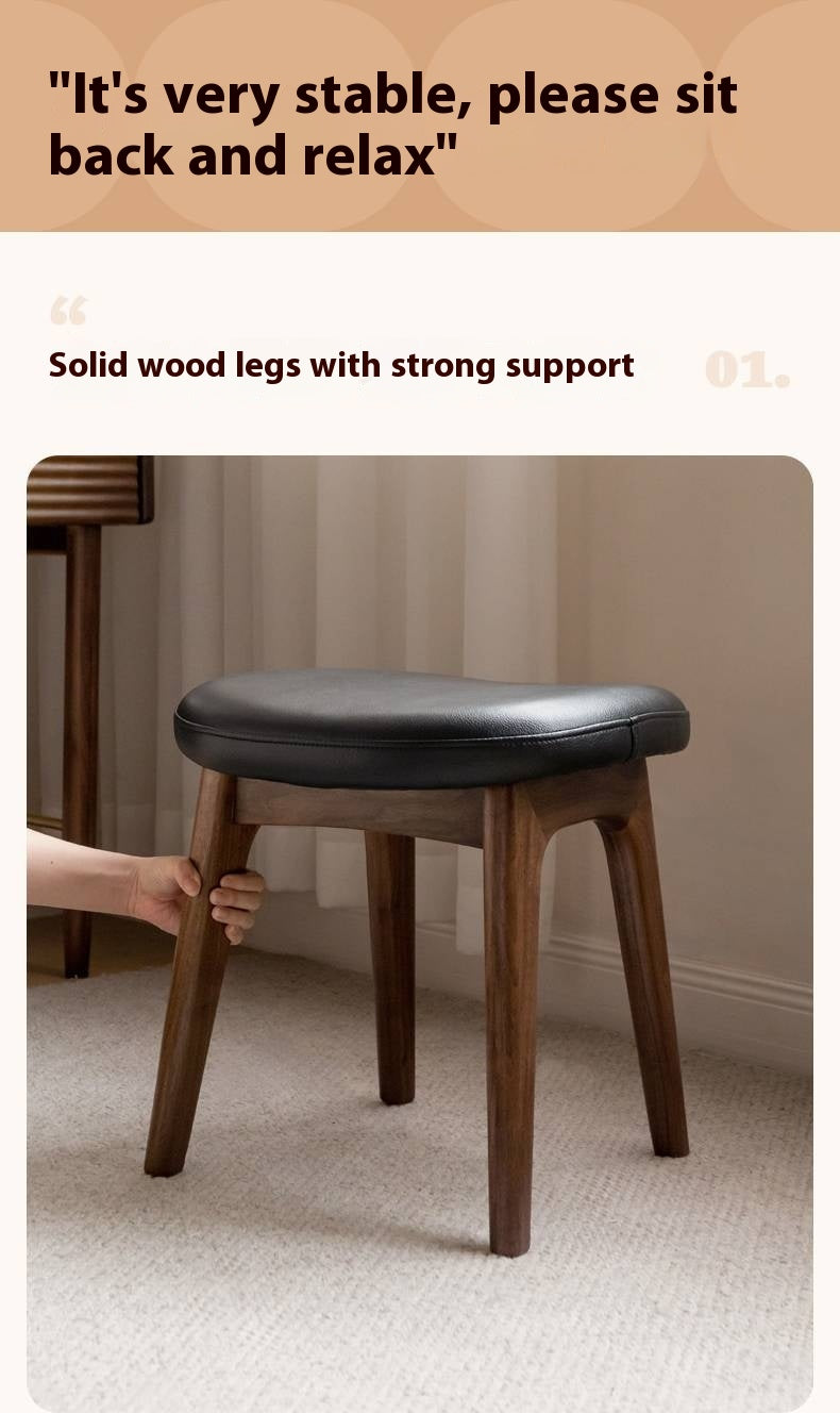 Ash, Black Walnut, Oak Solid Wood, Solid Longan Hardwood Makeup Stool