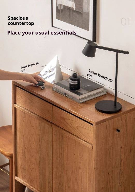 Cherry Solid Wood Modern Shoe Cabinet