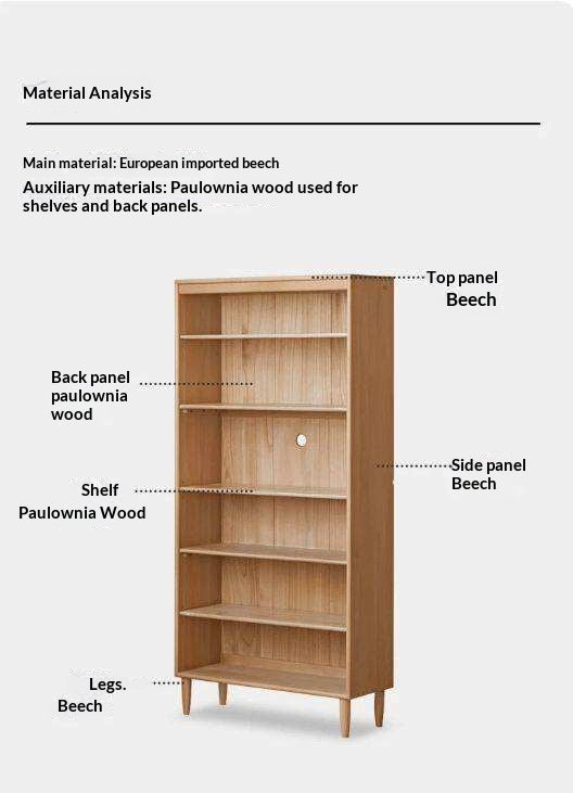 Beech Solid Wood Bookshelves Storage Shelf