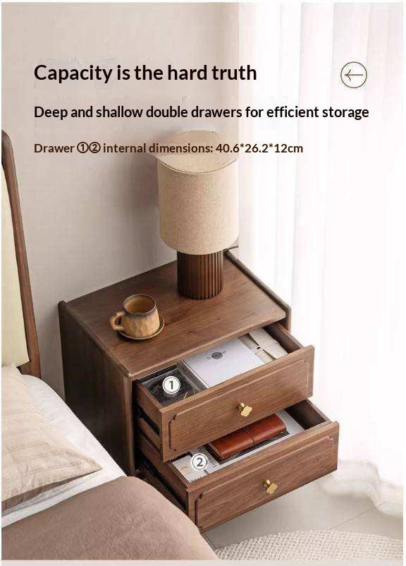 Black Walnut, Oak Solid Wood Nightstand