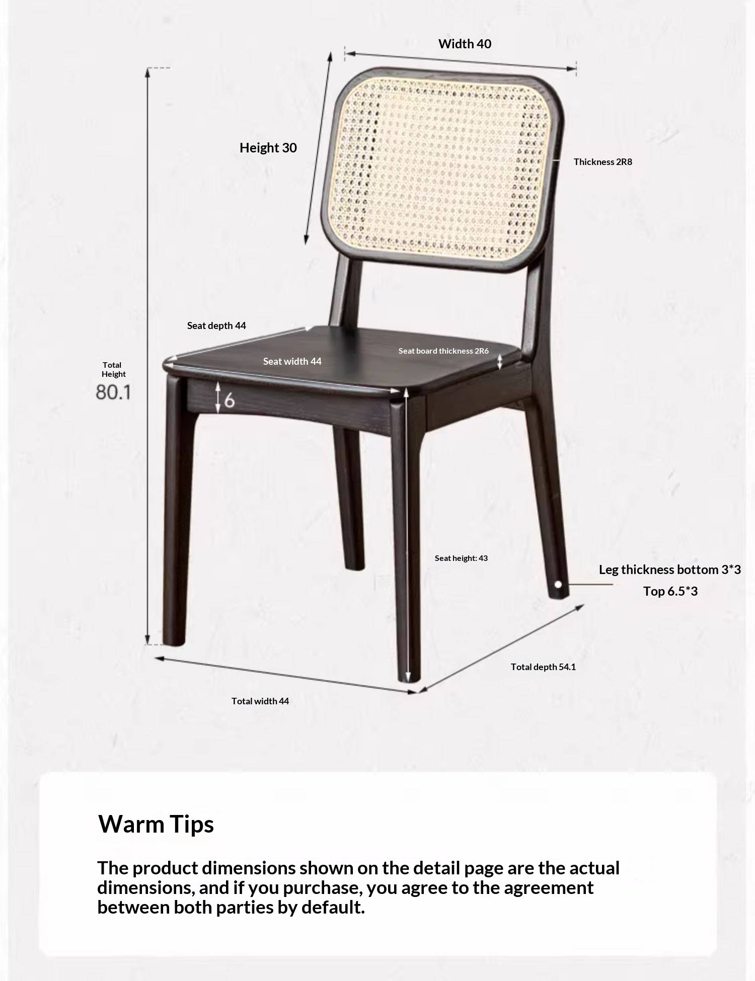 4 pcs Oak Solid Wood Back Rattan Dining Chair