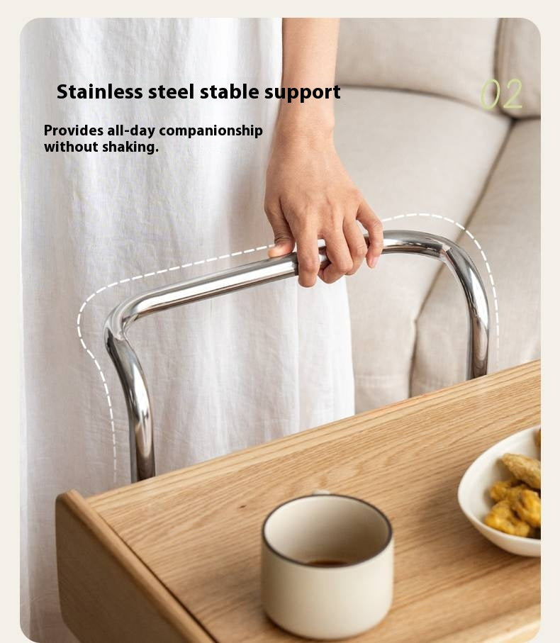 Ash Solid Wood Modern Style Mobile Side Table