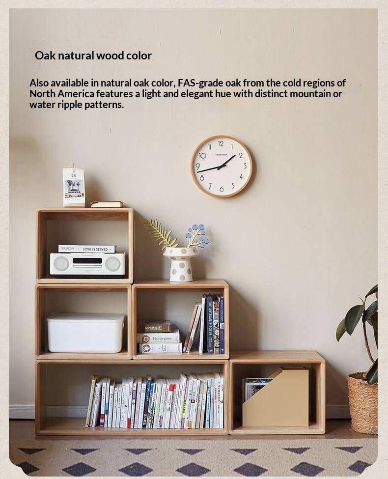 Black Walnut, Oak Solid Wood Small Combination Bookcase.