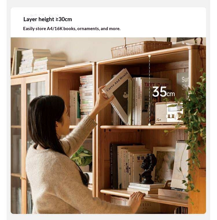 Cherry Solid Wood Freely Combinable Bookshelf with Retro Style Finish