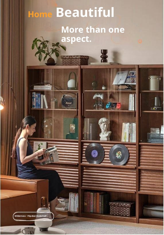 Oak Solid Wood Dustproof Bookcase
