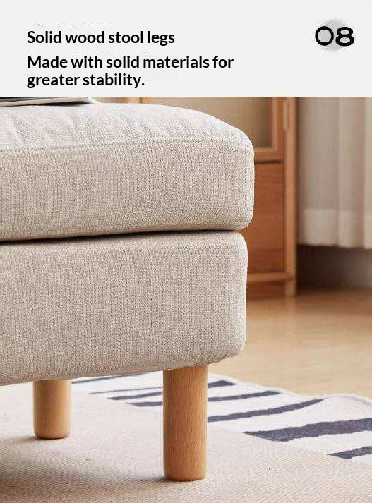 Beech Solid Wood Fabric Footstool