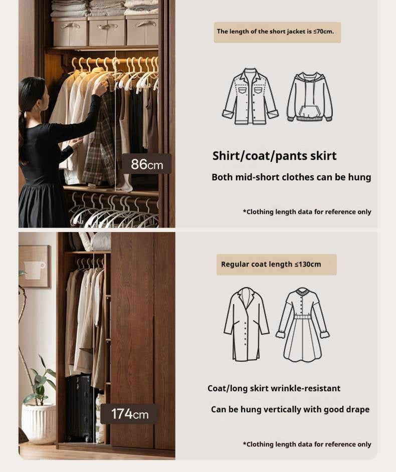 Oak Solid Wood Modern Style Wardrobe