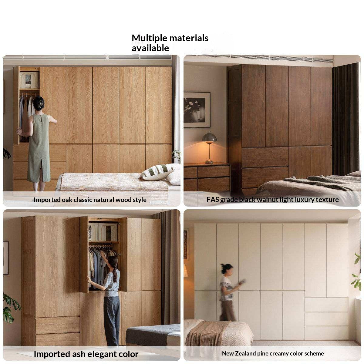 Oak Solid Wood Modern Sectional Wardrobe