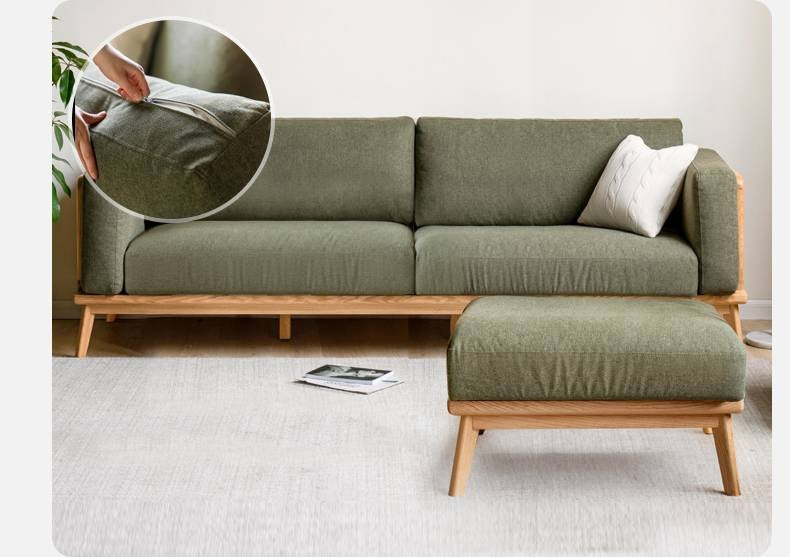 Ash, Oak, Black Walnut Solid Wood Fabric Footstool-
