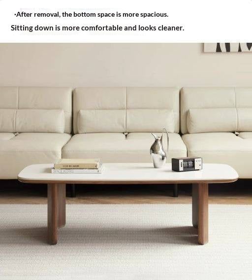 Black Walnut, Oak, Сherry Solid Wood, Solid Rubberwood Rock Plate Coffee Table