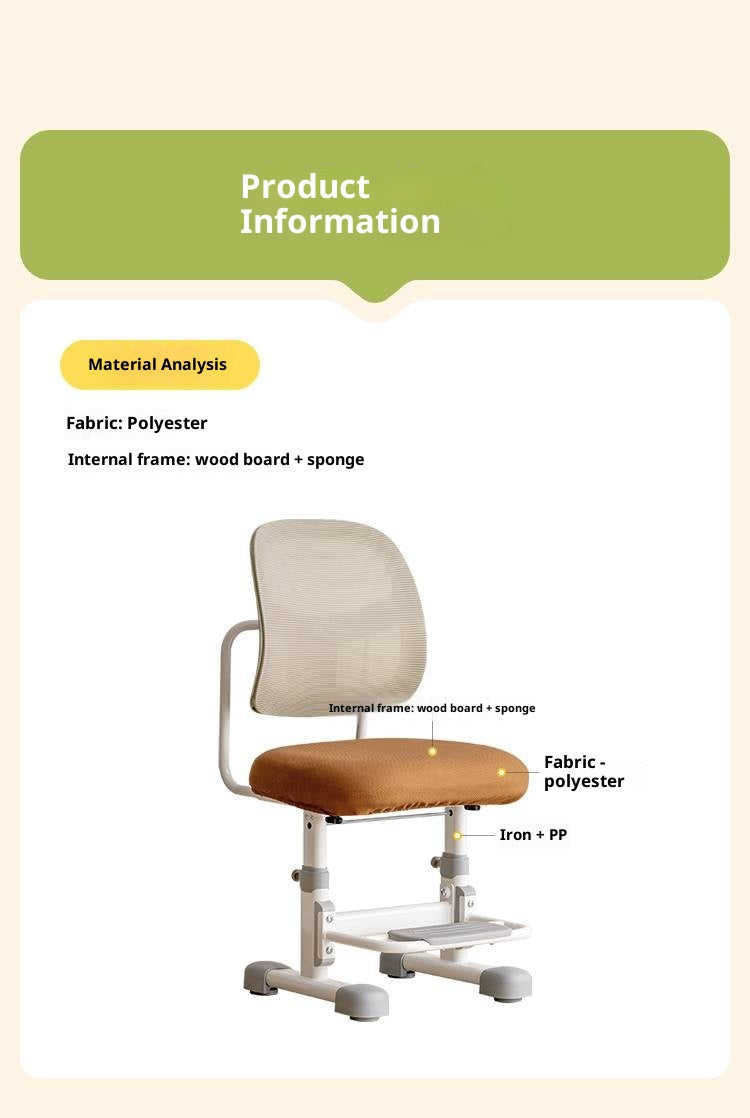 Ergonomic Height-Adjustable Kids Study Chair with Mesh Back and Footrest