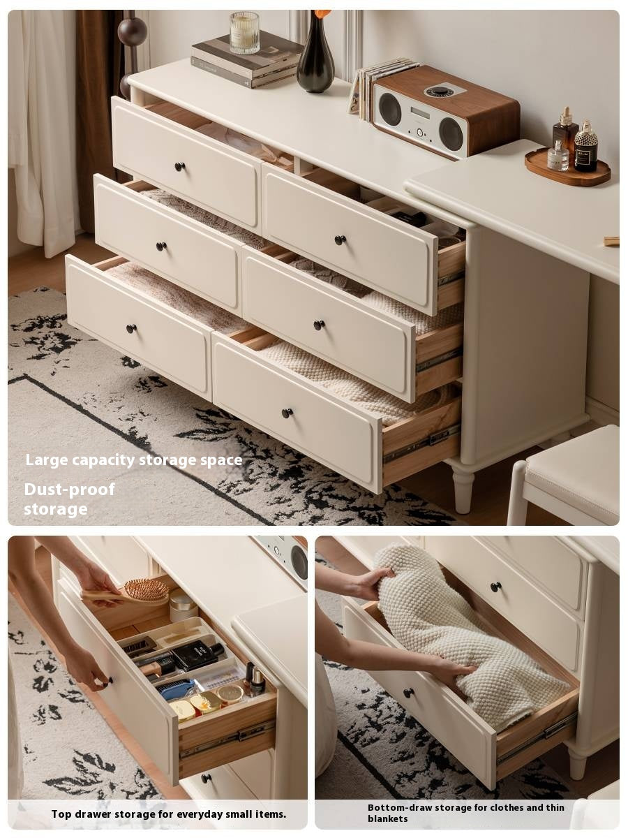 Solid Rubberwood French Retro Dressing Table