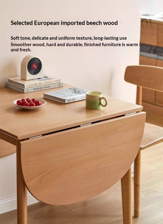 Beech Solid Wood Folding Dining Table