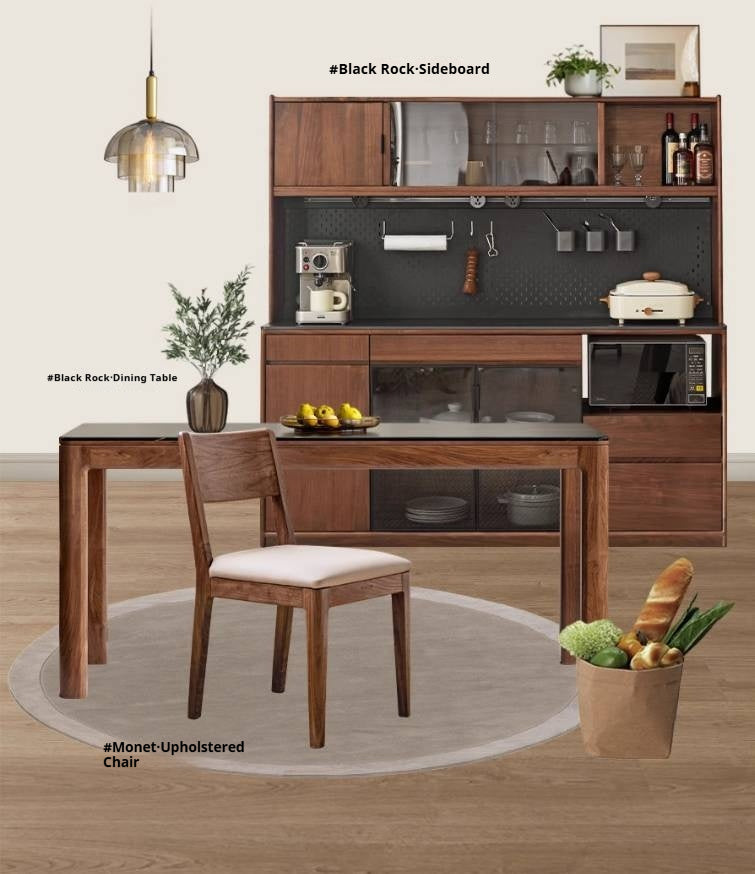 Set 4 pcs Black Walnut, Oak, Solid Rubberwood Dining Soft Chair