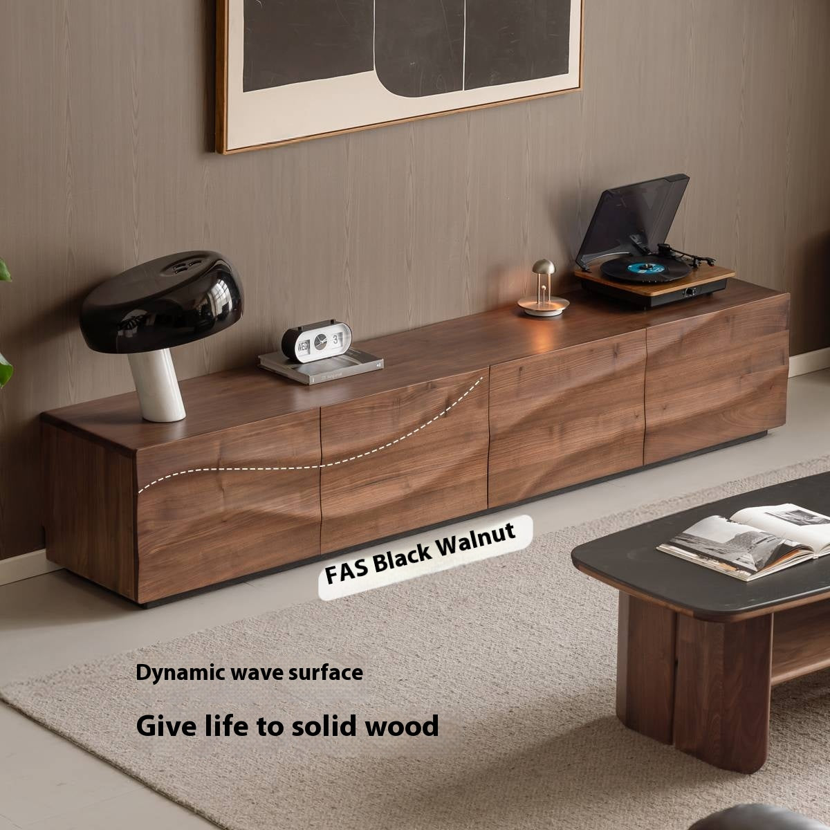 Black Walnut, Sandalwood Italian Light Luxury Style TV Stand