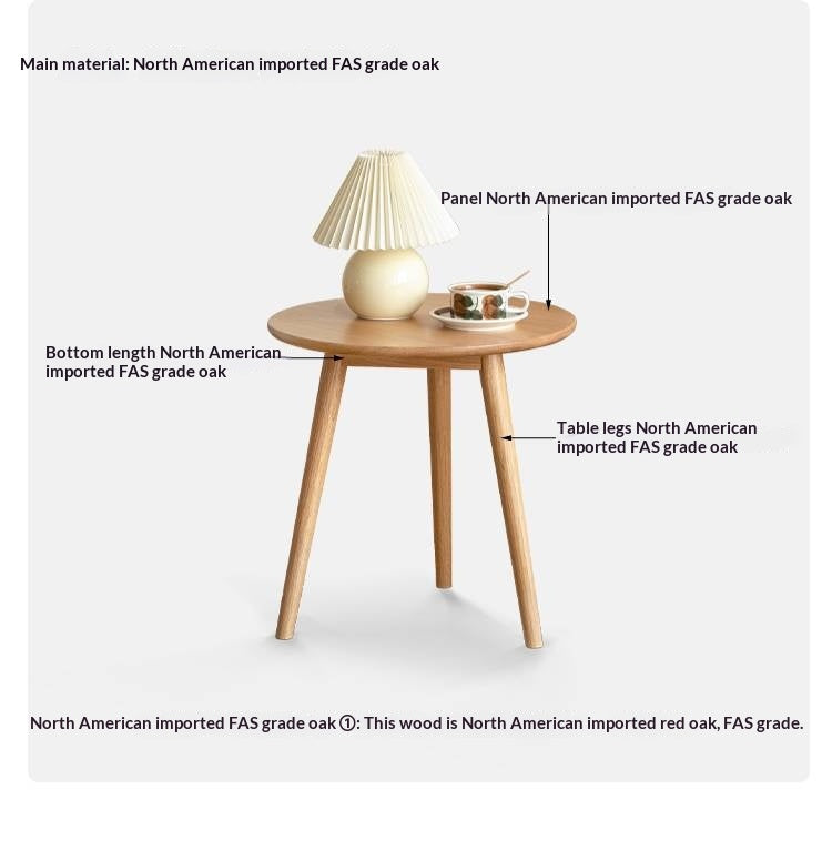 Oak, Solid RubberWood Nordic Style Side Table