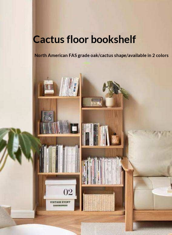 Oak Solid Wood Floor-Standing Bookshelf