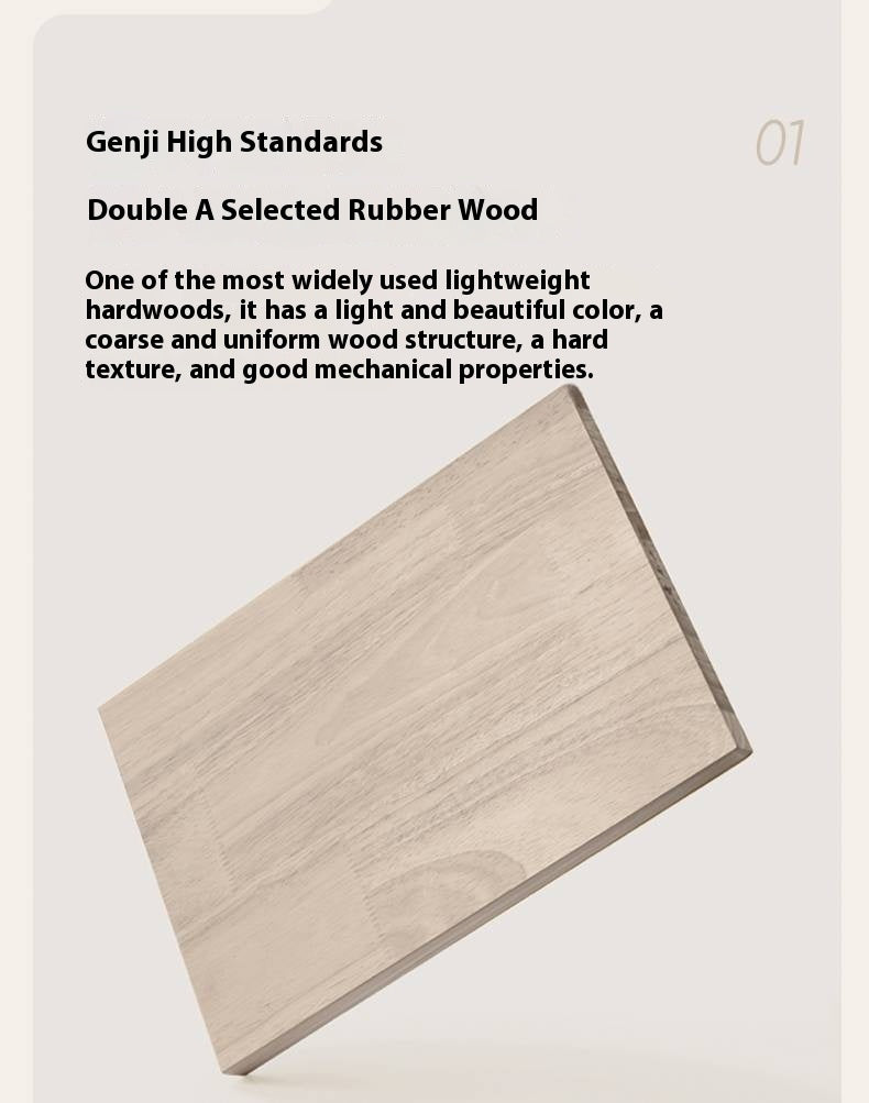 Solid Rubberwood, Oak Solid Wood Cream Style Nightstand.