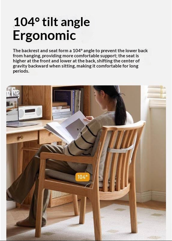 Cherry, Oak, Beech Solid Wood Book Chair Comfortable Soft Back Chair