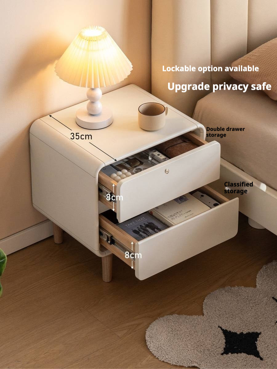 Poplar Solid Wood, Solid Rubberwood Nightstand.