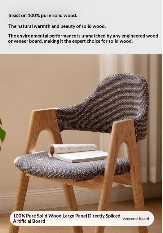 Black Walnut, Oak, Solid Rubberwood Chair with Soft Fabric/Leather Back