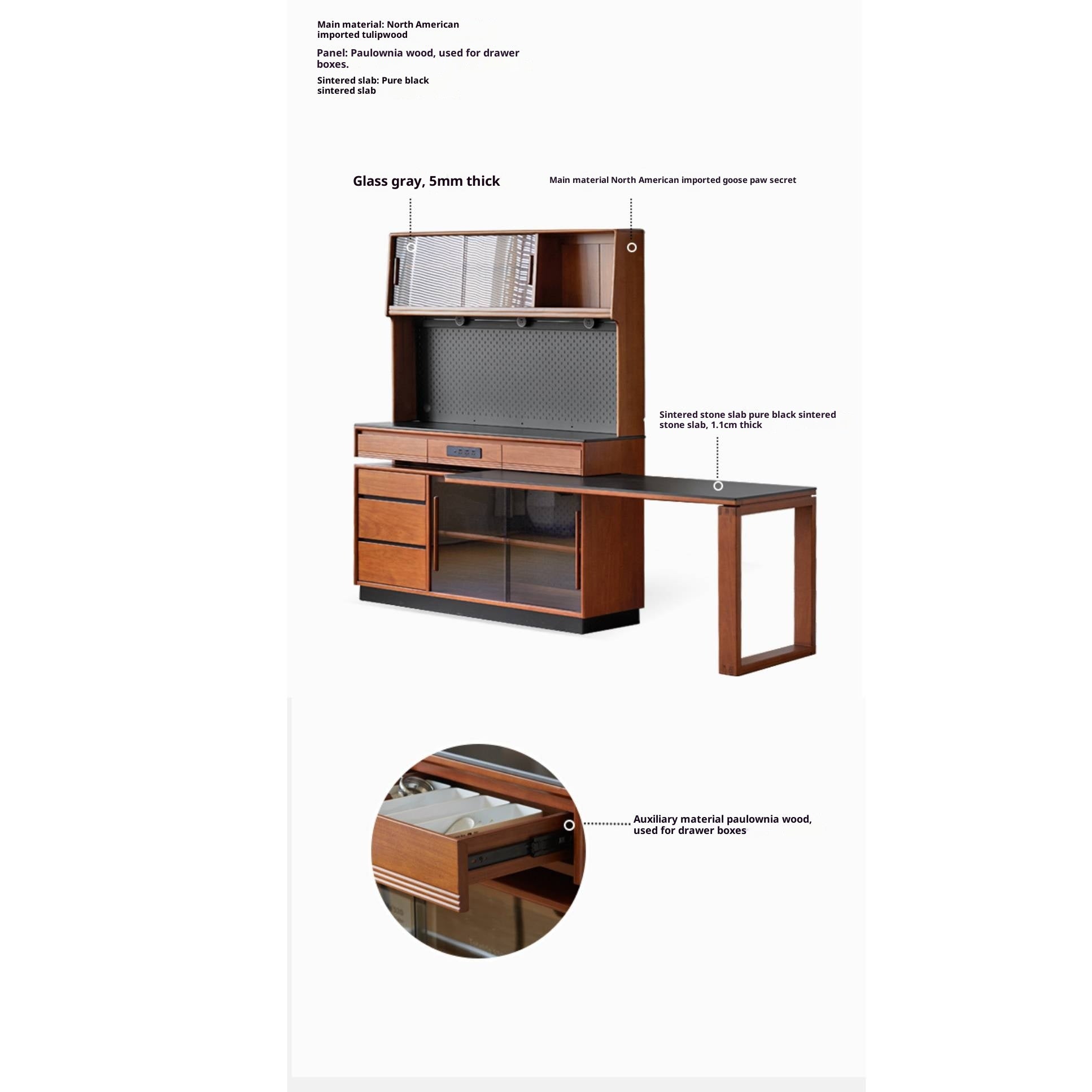 Tulipwood Solid Wood Island Table, Dining Table, Dining Sideboard, Buffet