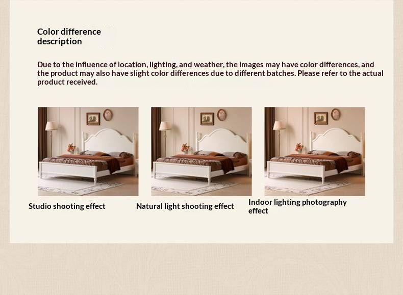Rubberwood Solid Wood Bed American Retro Cream Style
