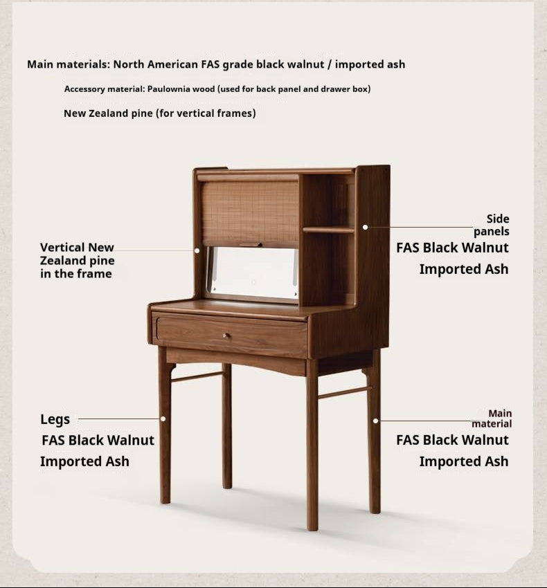Ash, Black Walnut Solid Wood Vanity Table