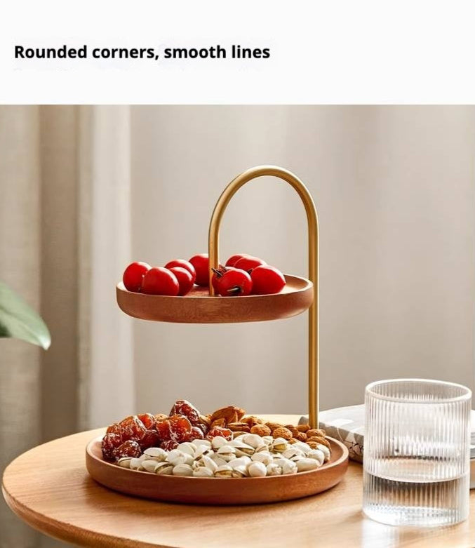 Beech, Ebony Solid Wood Double-Layer Tray