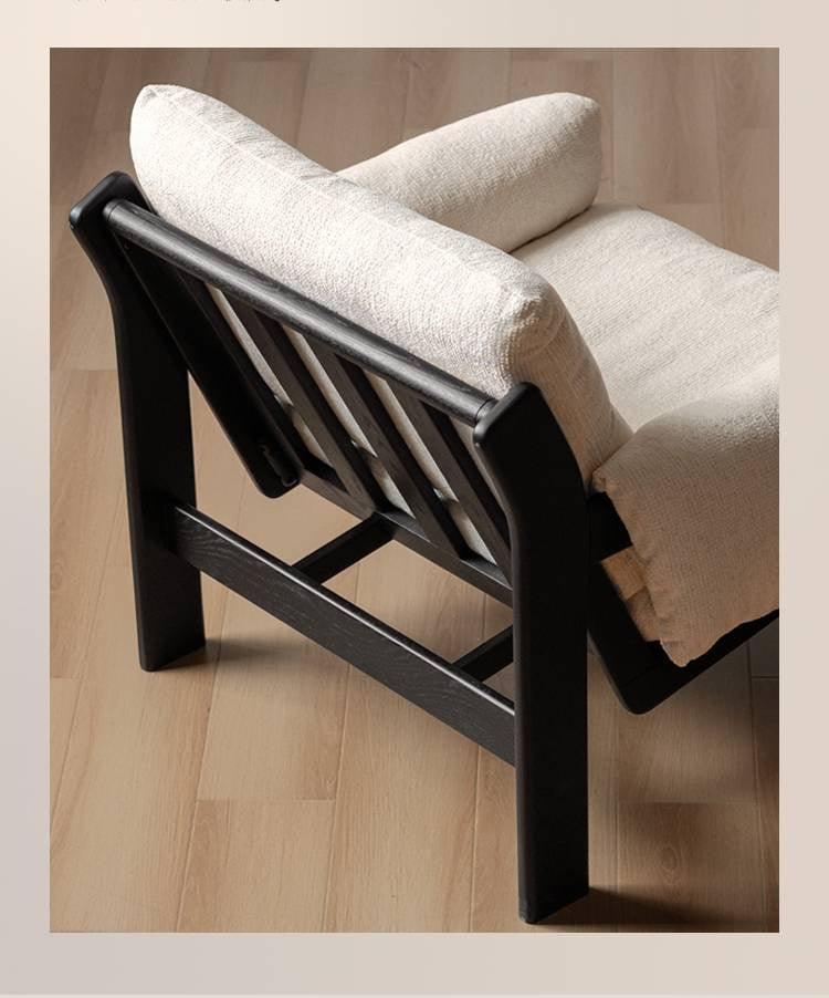 Ash Solid Wood Wabi Sabi Style Single Armchair