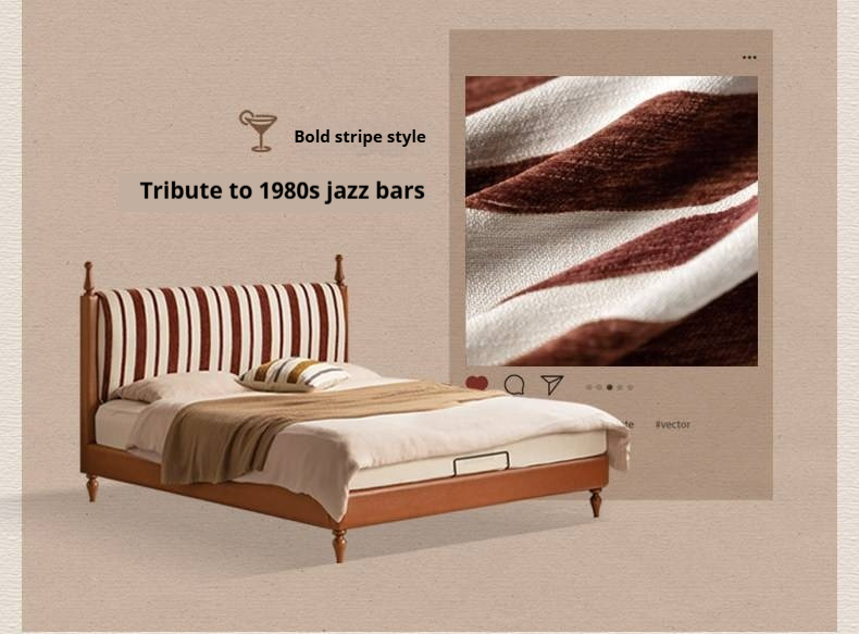 Ash Solid Wood Fabric Retro Edge Detachable Washable Soft Leaning Bed